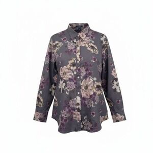 Chaps Floral Button Up Shirt Womens Extra Large Long Sleeve Cotton Top‎